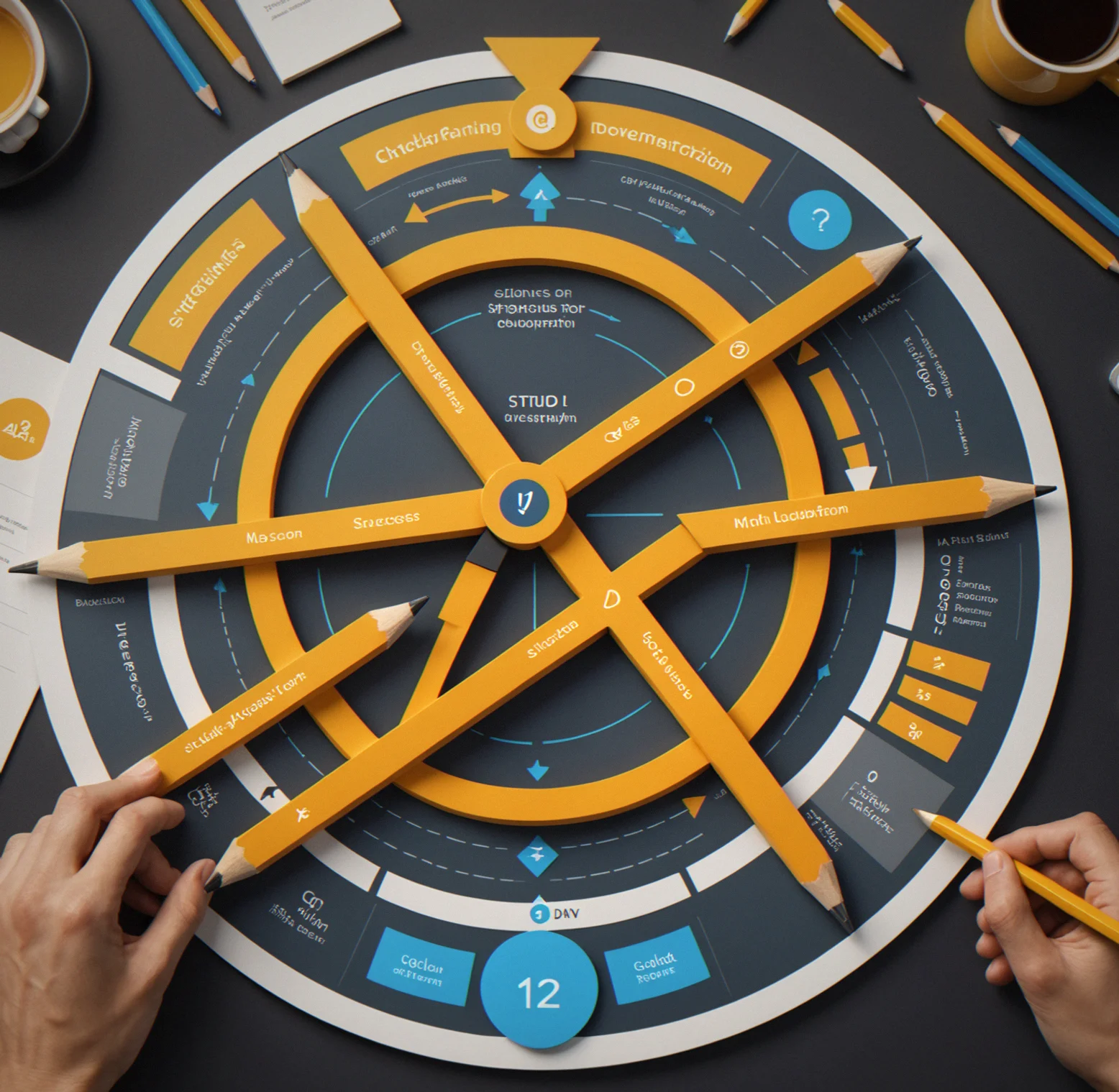 Circular flow diagram showing pencil icon (design), play button (test), checkmark (success), all connected with arrows in a rapid cycle.